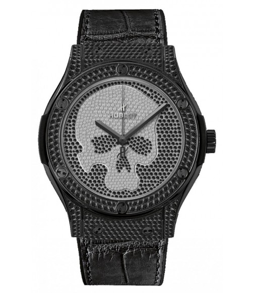 Hublot Classic Fusion Black Skull Full Pavé 45 mm replica watch 511.ND.9100.LR.1700.SKULL 