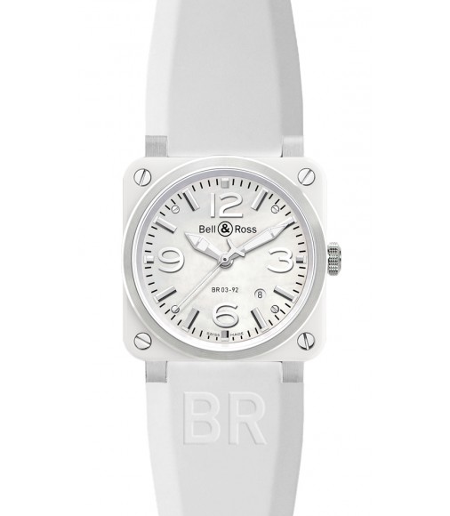 Bell & Ross Automatic 42mm Mens Watch Replica BR 03-92 White Ceramic Rubber
