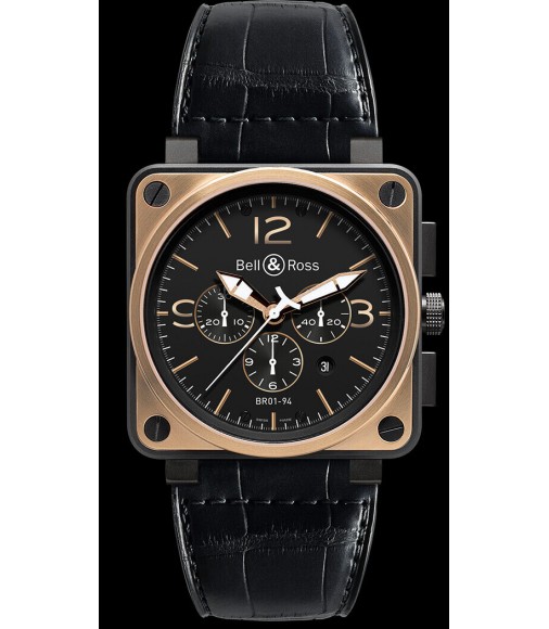 Replica Bell & Ross BR 01-94 ROSE GOLD & CARBON OFFICER