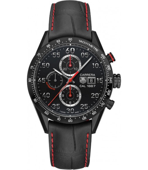 Tag Heuer Carrera 1887 Chronograph Automatic Black Dial Black Leather CAR2A80 Replica