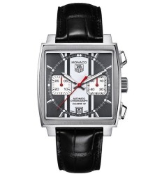 Tag Heuer Monaco Automatic Chronograph Black Dial Black Leather CAW211N.FC6177 Replica