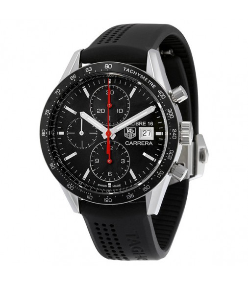 Tag Heuer Carrera Chronograph Automatic Black Dial Black Rubber CV201AK.FT6040 Replica