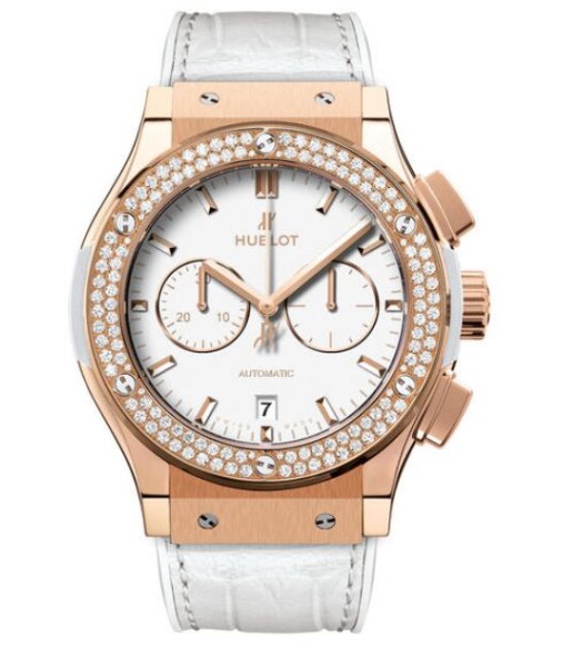 ClassiC Fusion WHite Dial 18 Carat Rose Gold with Diamonds Case White Leather Band Automatic Men's  Replica