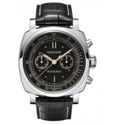 Panerai Radiomir 1940 Chronograph Black Dial Black Strap Men's 