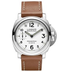 Panerai Luminor Marina 8 Days Acciaio Mechanical White Dial Men's 