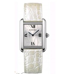 Cartier Tank Solo Steel White Alligator Ladies Watch Replica W1019555