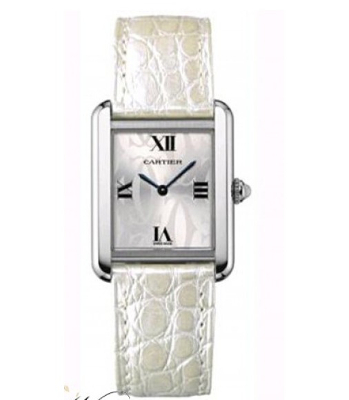 Cartier Tank Solo Steel White Alligator Ladies Watch Replica W1019555