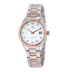Tag Heuer Carrera White Mother of Pearl Dial Wesselton Diamonds Ladies Watch WAR1352.BD0779 Replica