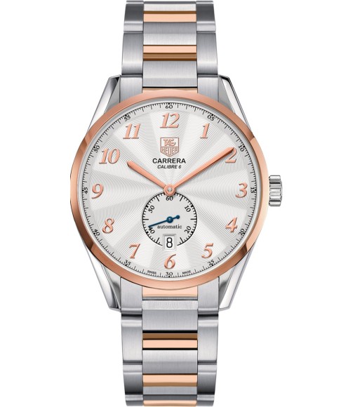 Tag Heuer Carrera Heritage Silver Dial Automatic Steel and 18kt Rose Gold WAS2112.BA0732 Replica