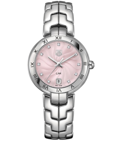 Tag Heuer Link Diamond Pink Guilloche Dial Steel Ladies Watch Replica WAT1313.BA0956