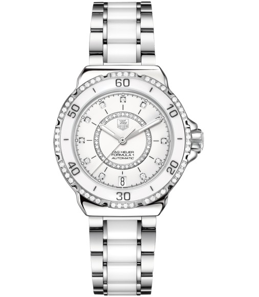 Tag Heuer Formula 1 Diamond Automatic Steel and White Ceramic Ladies Watch Replica WAU2213.BA0861