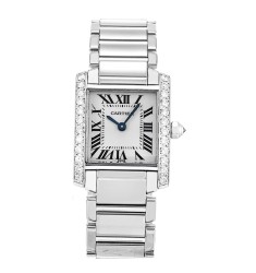 Replica Cartier Tank Francaise Diamonds 18k White Gold Ladies WE100251