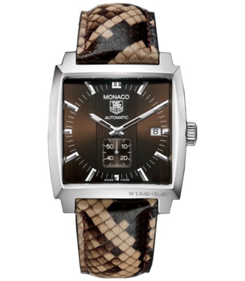 Tag Heuer Monaco Brown Python Steel Mens Watch Replica WW2115.FC6217