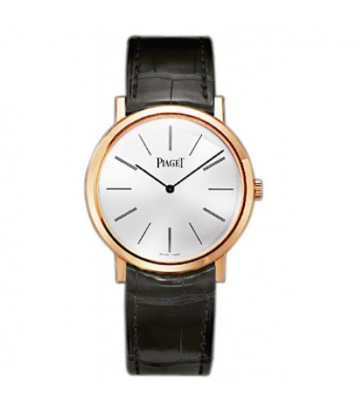 Piaget Altiplano Silver and Black Dial 18K Rose Gold Mens replica Watch G0A39110	