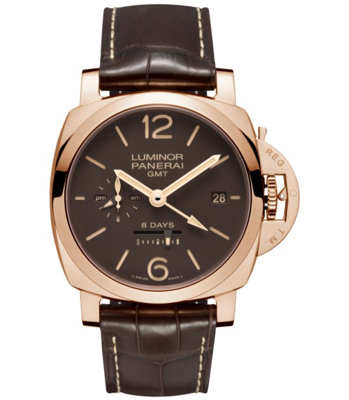 Replica Panerai Luminor 1950 8 Days GMT rose gold PAM00576