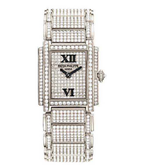 Patek Philippe Twenty-4 White Gold w- Diamonds Ladies Watch Replica 4909-50G