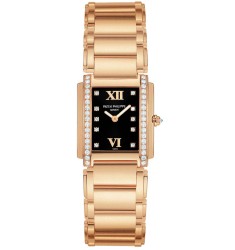 Patek Philippe Black Dial 18kt Rose Gold Diamond Ladies Watch Replica 4908-11R-001