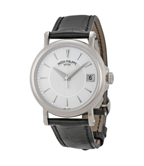 Patek Philippe Calatrava Automatic White Dial Black Leather Mens Watch Replica 5153G-010