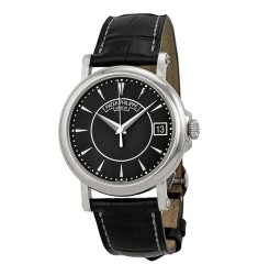 Patek Philippe Calatrava Black Dial 18k White Gold Black Leather Mens Watch Replica 5153G-001