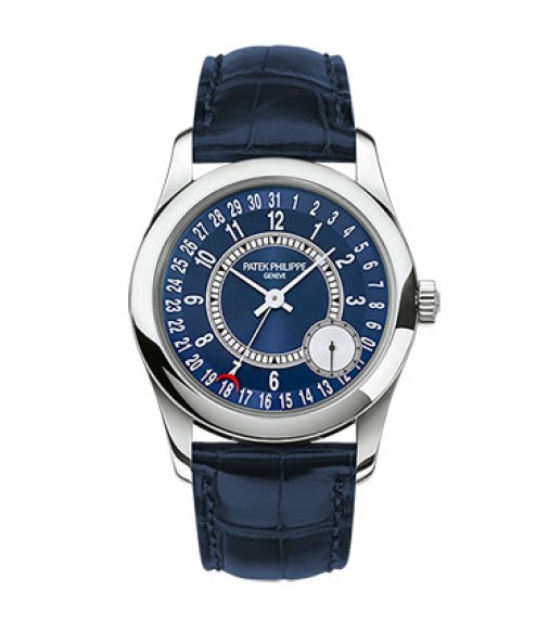 Patek Philippe Calatrava Blue Dial 18K White Gold Automatic Mens Watch Replica 6000G-012
