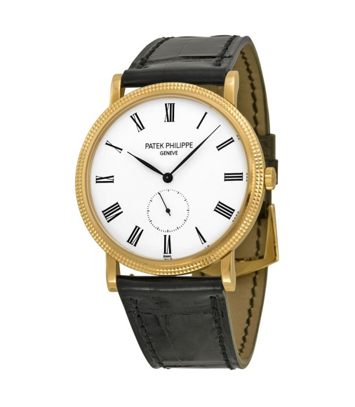 Patek Philippe Calatrava Mechanical Enamel Dial Leather Mens Watch Replica 5116R-001