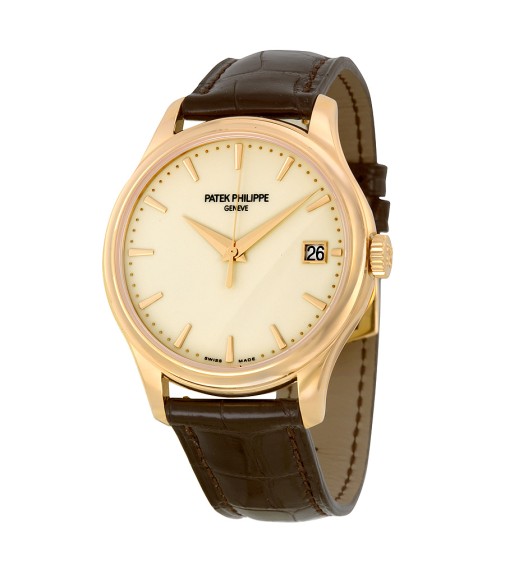 Patek Philippe Calatrava Mechanical Ivory Dial Leather Mens Watch Replica 5227R-001