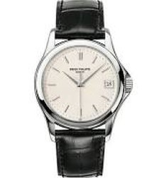 Patek Philippe Calatrava Mechanical Ivory Dial Leather Mens Watch Replica 5227G-001