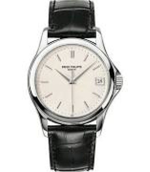 Patek Philippe Calatrava Mechanical Ivory Dial Leather Mens Watch Replica 5227G-001