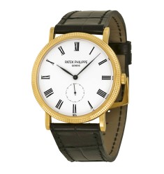 Patek Philippe Calatrava Mechanical White Dial Leather Mens Watch Replica 5119J-001