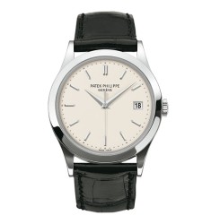 Patek Philippe Calatrava Opaline White Dial 18kt White Gold Mens Watch Replica 5296G-010