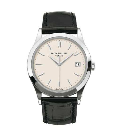 Patek Philippe Calatrava Opaline White Dial 18kt White Gold Mens Watch Replica 5296G-010