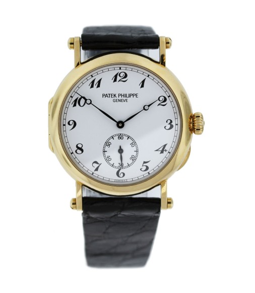 Patek Philippe Calatrava White Dial Black Leather Strap Ladies Watch Replica 3960J