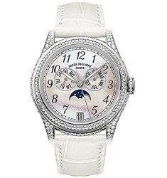Patek Philippe Complicated 18kt White Gold Moon Phase Diamond Ladies Watch Replica 4937G