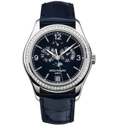 Patek Philippe Complications Annual Calendar Blue Dial Blue Leather Mens Watch Replica 5147G-001