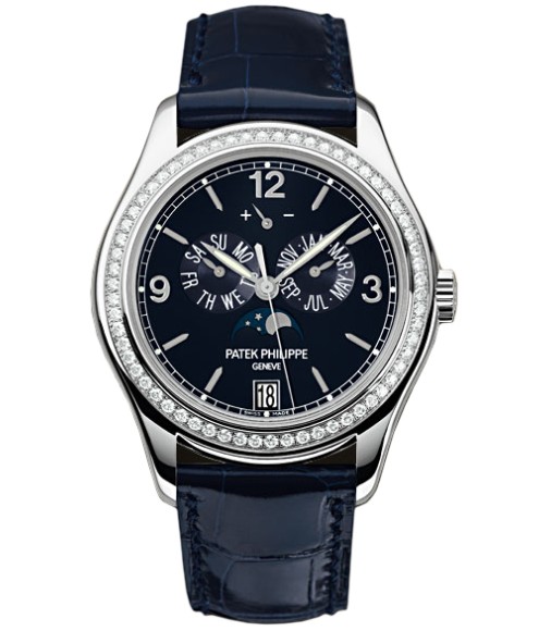 Patek Philippe Complications Annual Calendar Blue Dial Blue Leather Mens Watch Replica 5147G-001