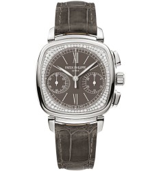 Patek Philippe Complications Pale Grey Dial Pale Grey Leather Ladies Watch Replica 7071G-010