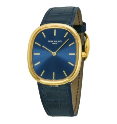 Patek Philippe Golden Ellipse 18kt Yellow Gold Blue Mens Watch Replica 3738-100J