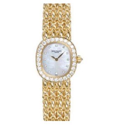 Patek Philippe Golden Ellipse White Mother of Pearl Dial Ladies Watch Replica 4931-2J