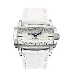 Patek Philippe Gondolo Gemma Mother Of Pearl Dial White Leather Ladies Watch Replica 4980G