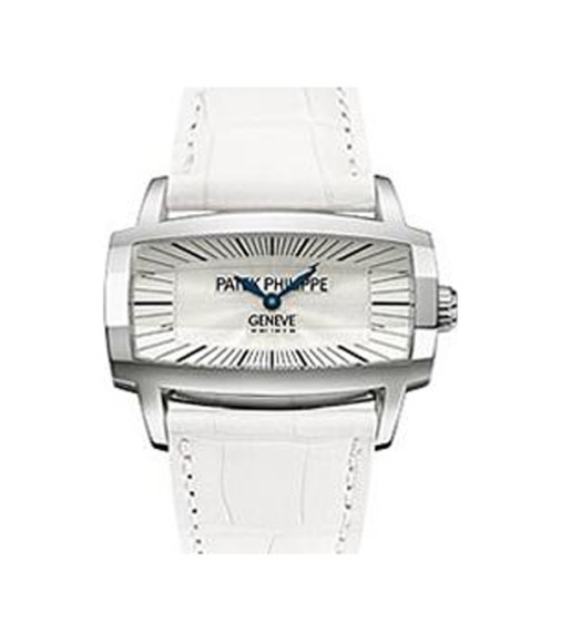 Patek Philippe Gondolo Gemma Mother Of Pearl Dial White Leather Ladies Watch Replica 4980G