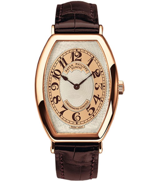Patek Philippe Gondolo Silver Brown Dial 18kt Rose Gold Brown Leather Mens Watch Replica 5098R