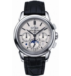 Patek Philippe Grand Complication Silver Dial Chronograph Black Leather Mens Watch Replica 5270G-001