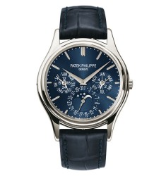 Patek Philippe Grand Complications Blue Dial Platinum Blue Leather Mens Watch Replica 5140P
