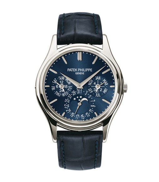 Patek Philippe Grand Complications Blue Dial Platinum Blue Leather Mens Watch Replica 5140P