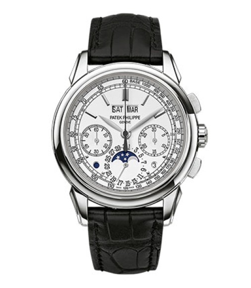 Patek Philippe Grand Complications Silver Dial Chronograph 18K White Gold Mens Watch Replica 5270G-018