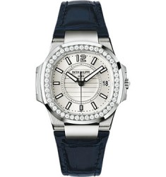 Patek Philippe Nautilus 18kt White Gold Diamond Case Ladies Watch Replica 7010G