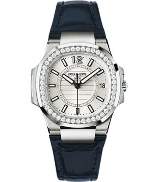 Patek Philippe Nautilus 18kt White Gold Diamond Case Ladies Watch Replica 7010G