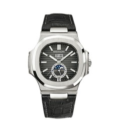 Patek Philippe Nautilus Automatic GMT Moonphase Black Dial Stainless Steel Mens Watch Replica 5726A-001
