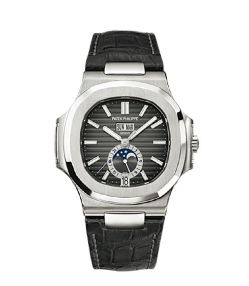 Patek Philippe Nautilus Automatic GMT Moonphase Black Dial Stainless Steel Mens Watch Replica 5726A-001