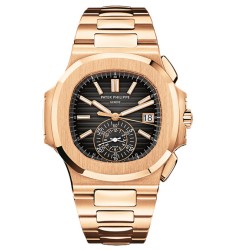 Patek Philippe Nautilus Black Dial 18kt Rose Gold Chronograph Automatic Mens Watch Replica 5980-1R-001